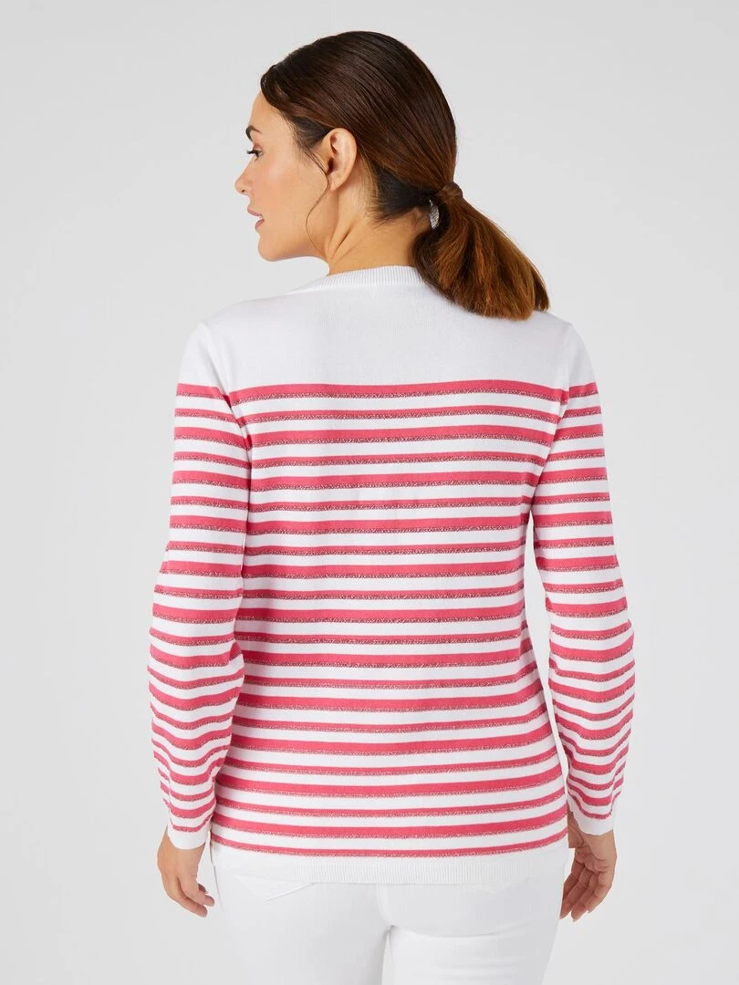 Marinière rayures brillantes   Damart   Rose framboise