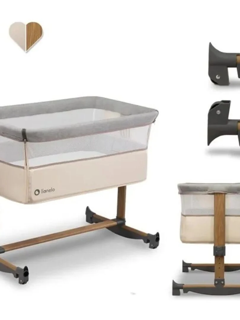 LIONELO Leonie Lit évolutif cododo avec matelas 0 9 kg Hauteur et inclinaison réglables Blanc Beige Gris