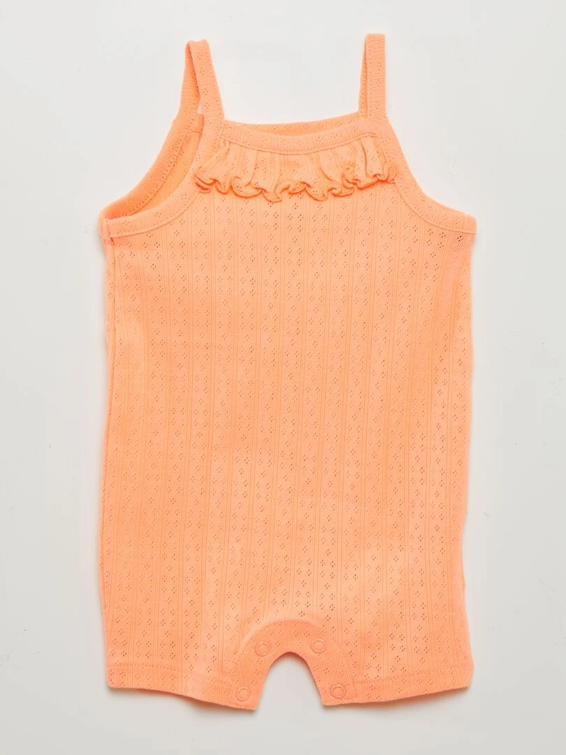 Lot de 2 barboteuses à bretelles   Rose/orange