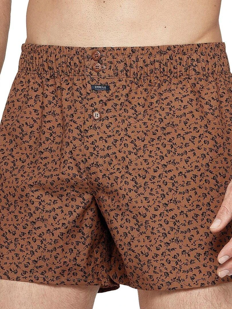Caleçon en coton avec suspensoir American boxer Oak Marron