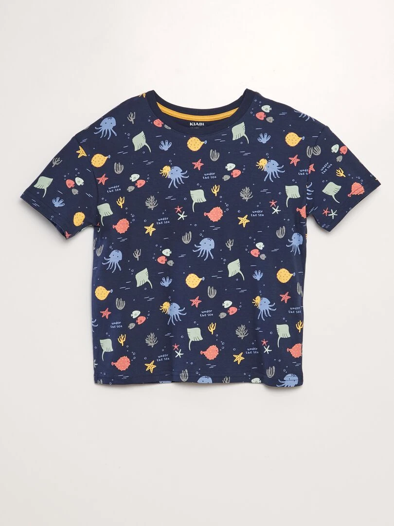 T shirt loose imprimé Bleu marine