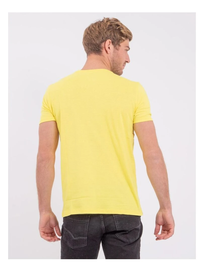 T shirt manches courtes col rond pur coton NOGAN   Jaune