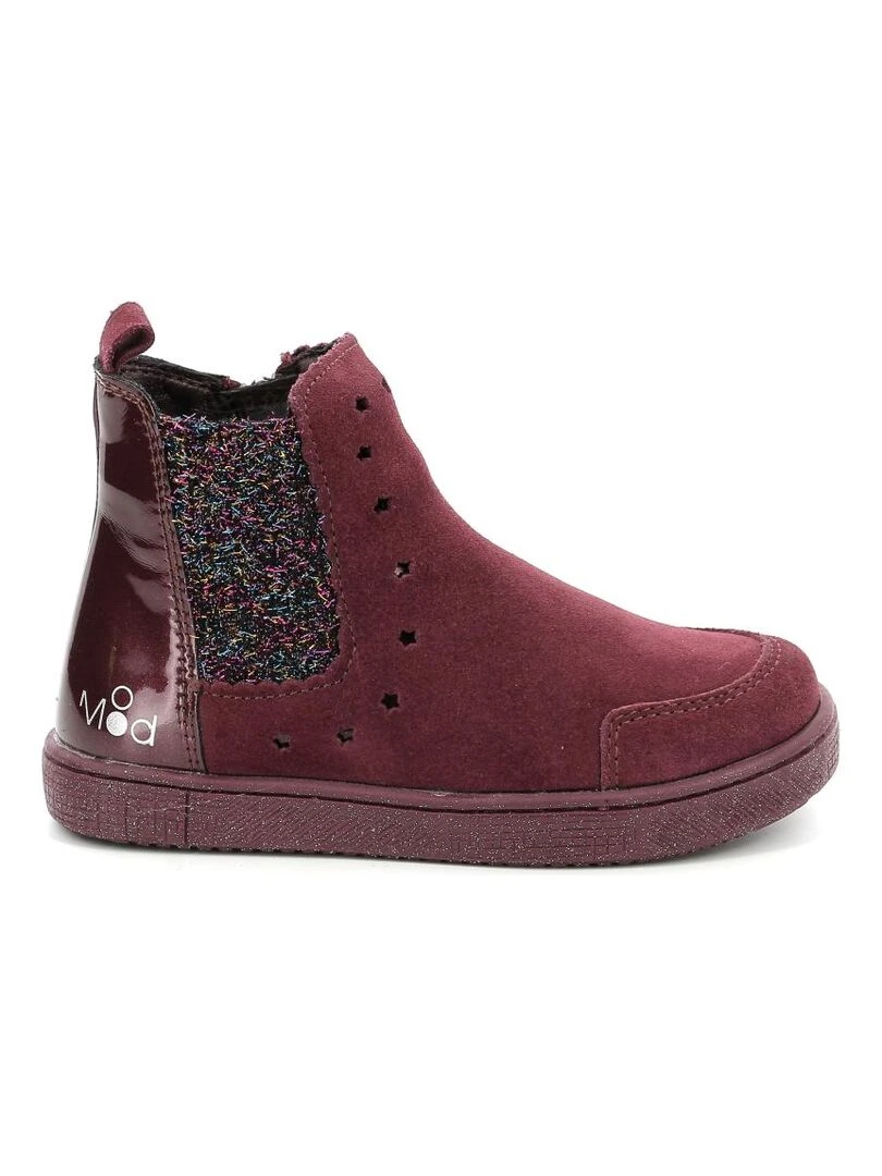 Chaussons cuir souple à franges corail   Rose