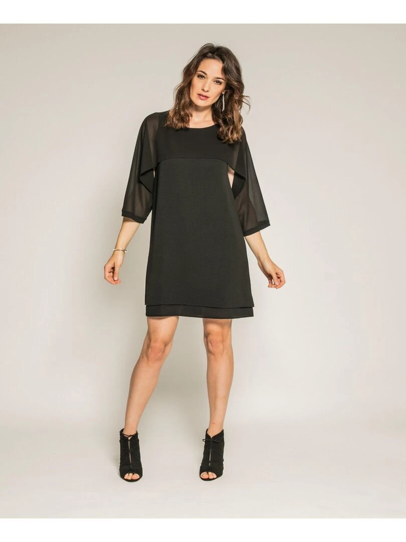Robe courte bimatière IDALIE   Noir