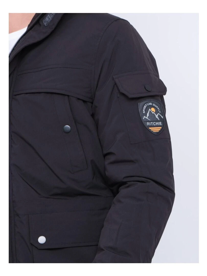 Parka mi longue capuche ZEVKOT   Noir