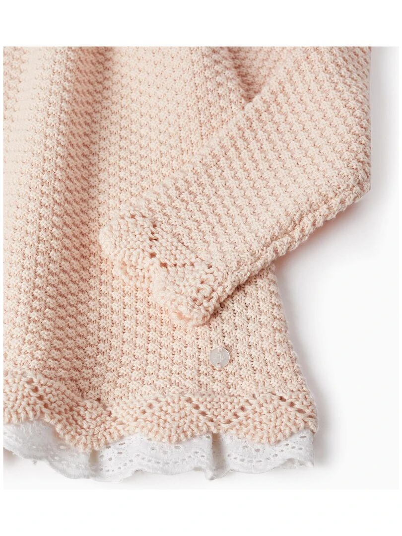 Pull en Maille avec Broderie Anglaise pour Fille  SPRING BEGINS   Rose clair