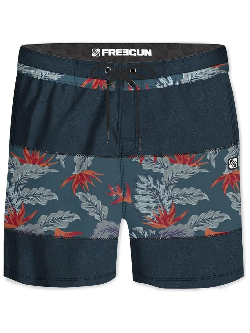 Boardshort long homme touché coton Flow Freegun Gris