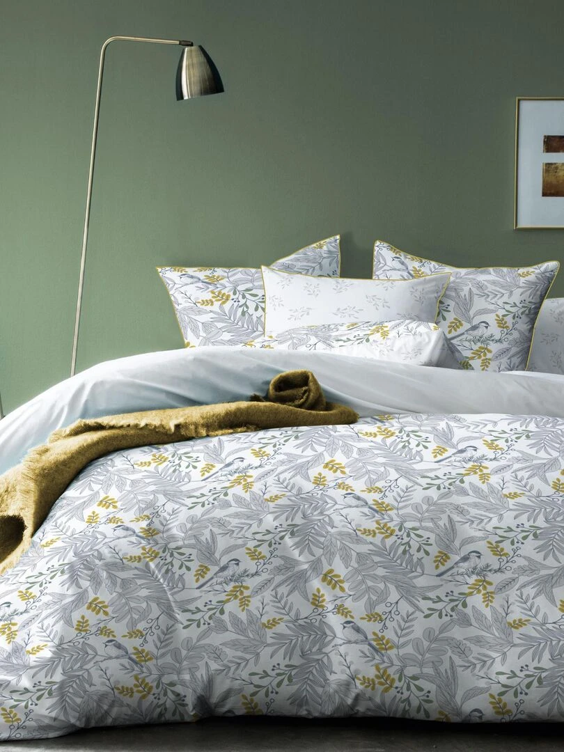 Parure de lit imprimée 100% coton BIRD Blanc