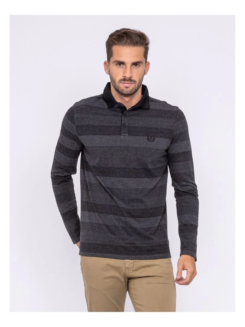 Polo manches longues pur coton PAPHOS Bleu marine