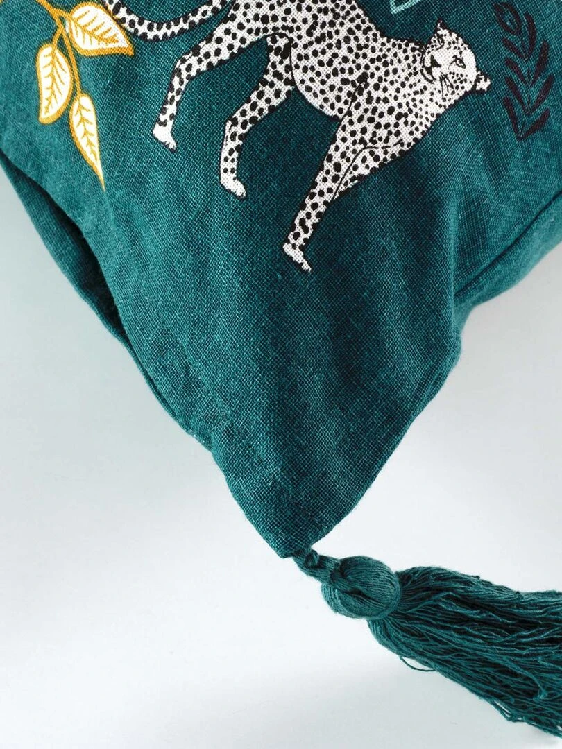 Housse de coussin bleu en coton Bleu