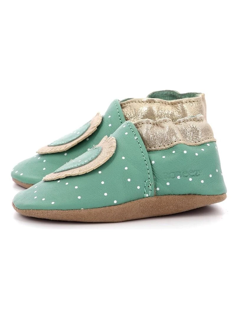 Chaussons Cuir Baby Tiny Heart   Vert