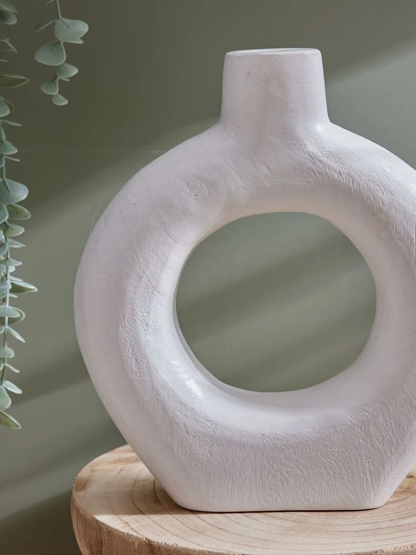 Vase creux rond en bois Blanc