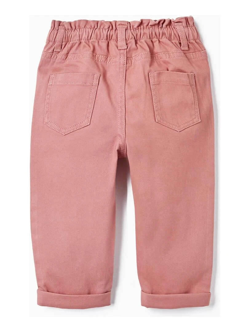 Pantalon en sergé Paperbag pour Bébé Fille SICILIAN DAYS Rose