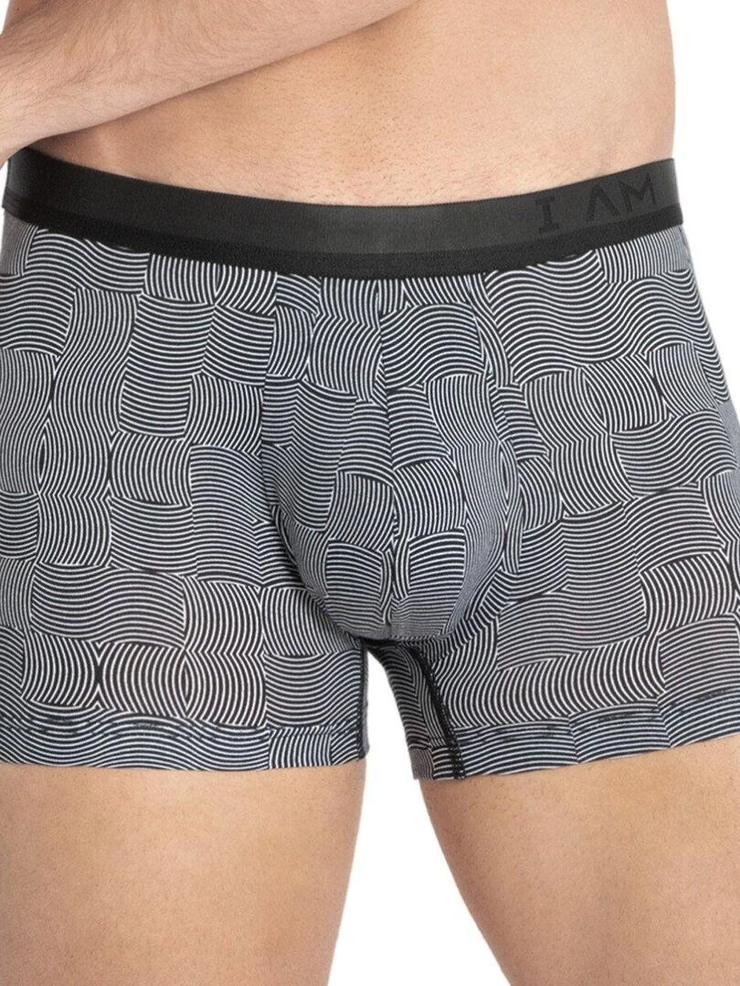 Boxer à imprimé lignes abstraites en lyocell Kata Noir