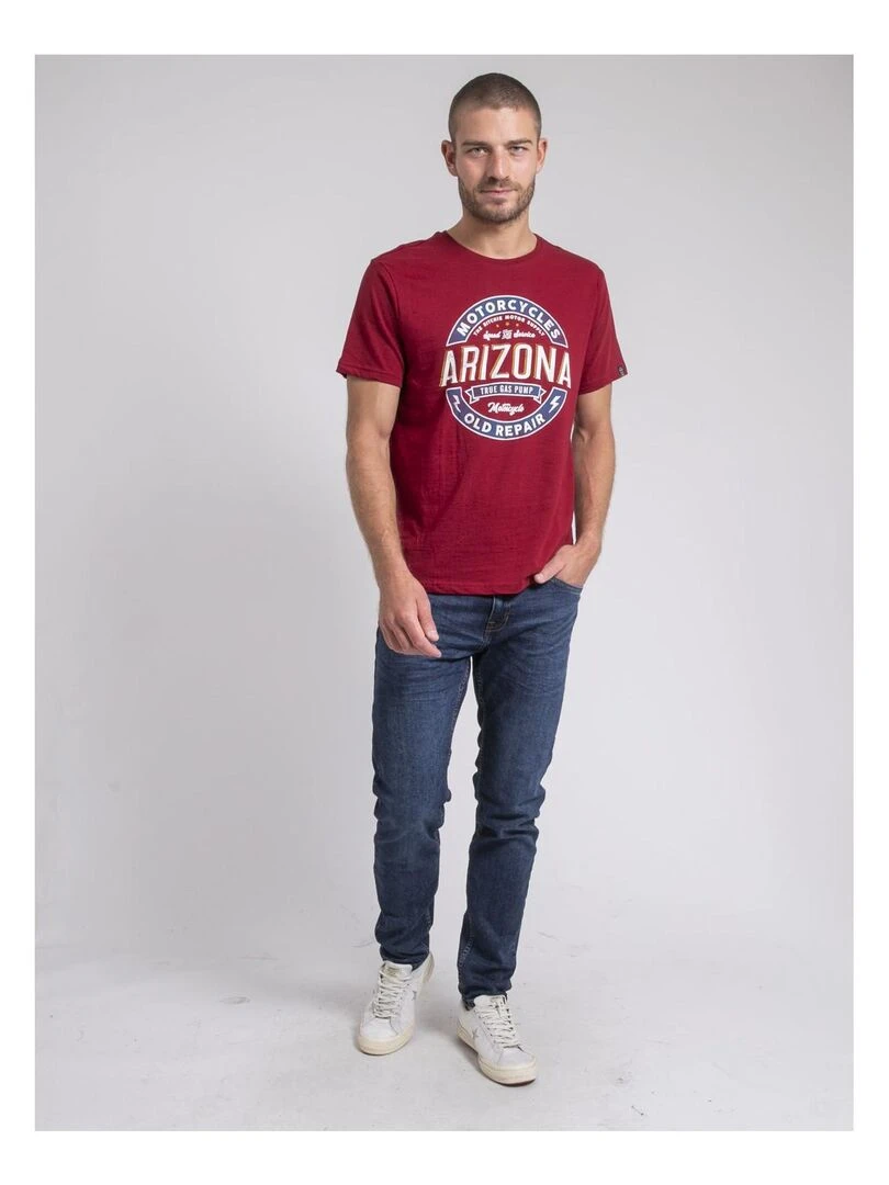 T shirt col rond pur coton JABUSTIN   Bordeaux