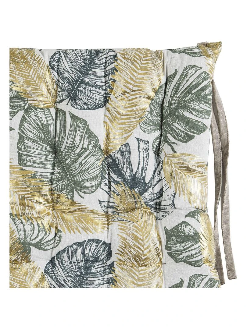 Galette de chaise en coton JUMANJI dos chambray 'Deko&co' Blanc Vert