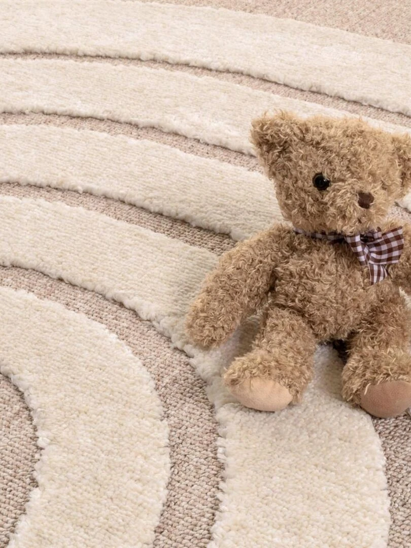 Tapis enfant ARCENCIEL en polyester doux et soyeux OEKO TEX®   Beige