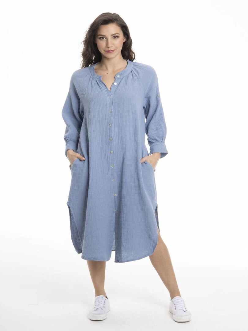 Robe col tunisien RUSSEL Gérard Pasquier Bleu foncé