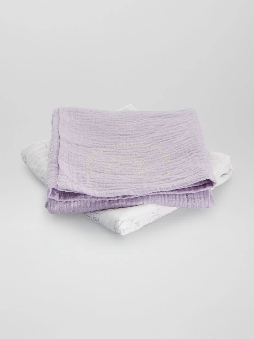 Lot de 2 langes 'Stitch'   Violet/blanc
