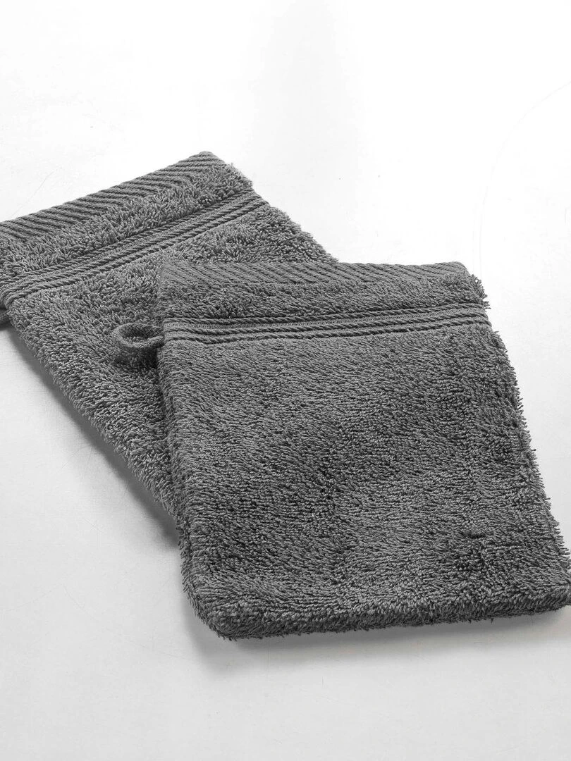 Lot de 2 gants de toilette Tendresse gris anthracite