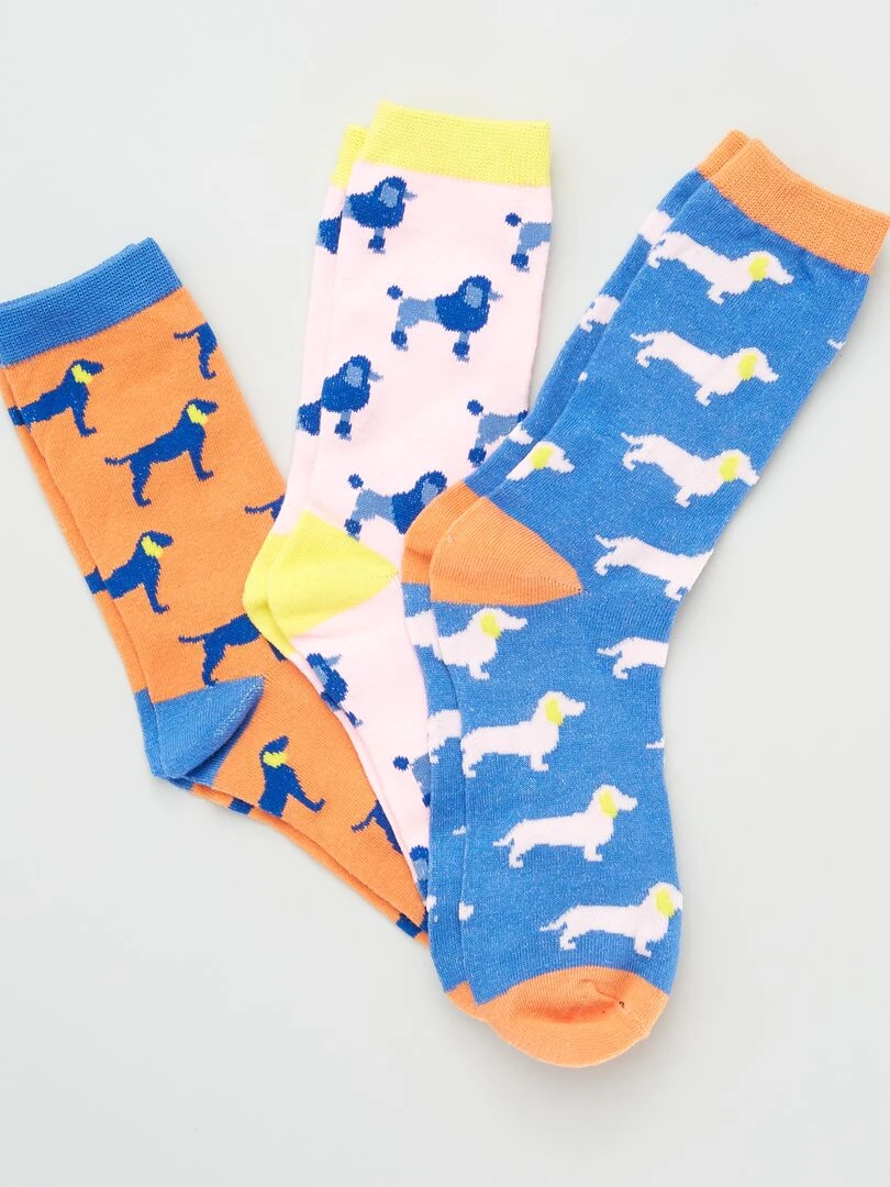 Lot de 3 paires de chaussettes avec imprimé Violet