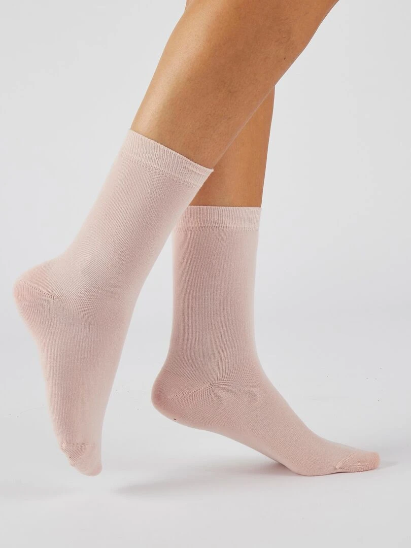 Lot de 5 paires de chaussettes maille jersey Damart Rose