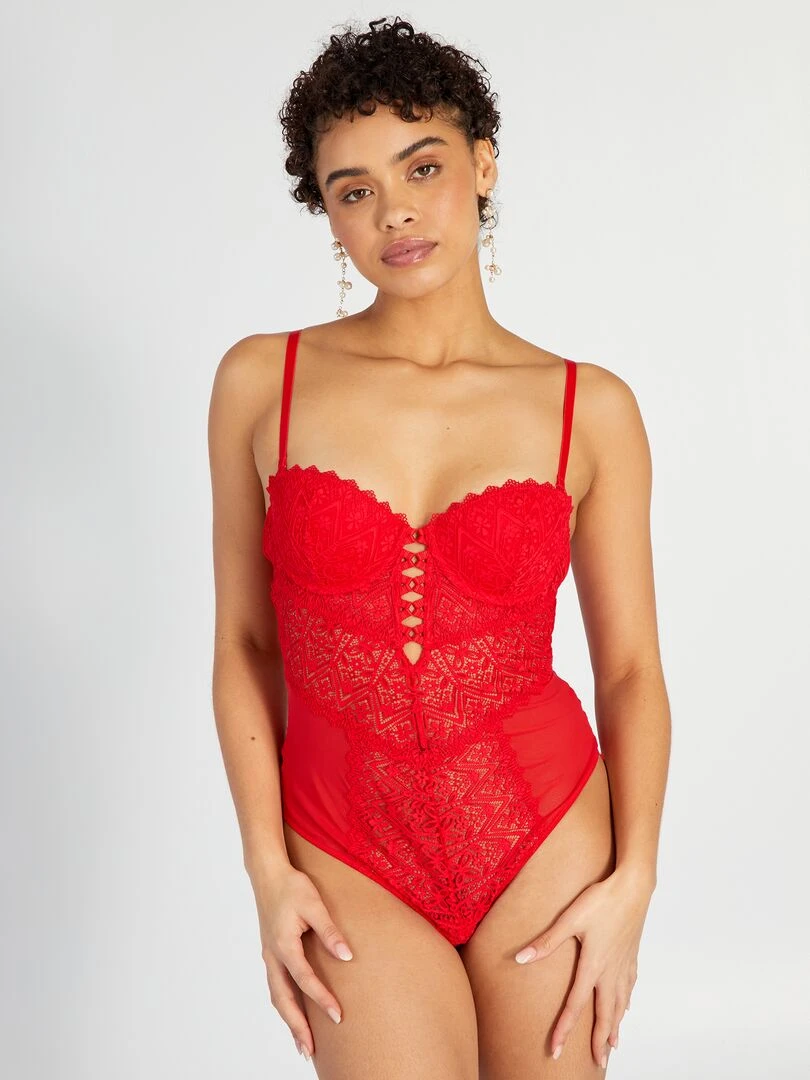 Body bustier en dentelle   rouge