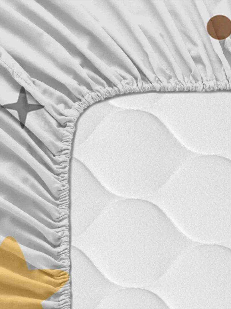 Drap housse Sleepy sloth Lit Bébé "Happyfriday"   Blanc