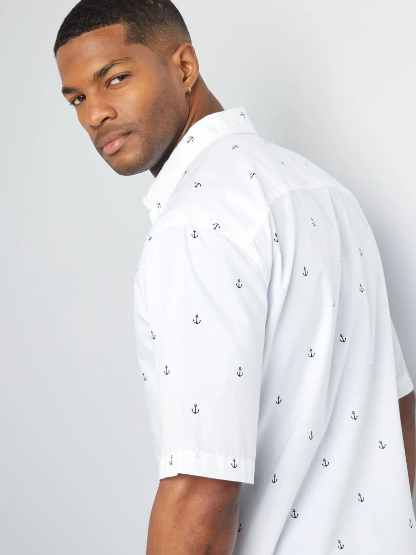 Chemise imprimée à manches courtes   Blanc