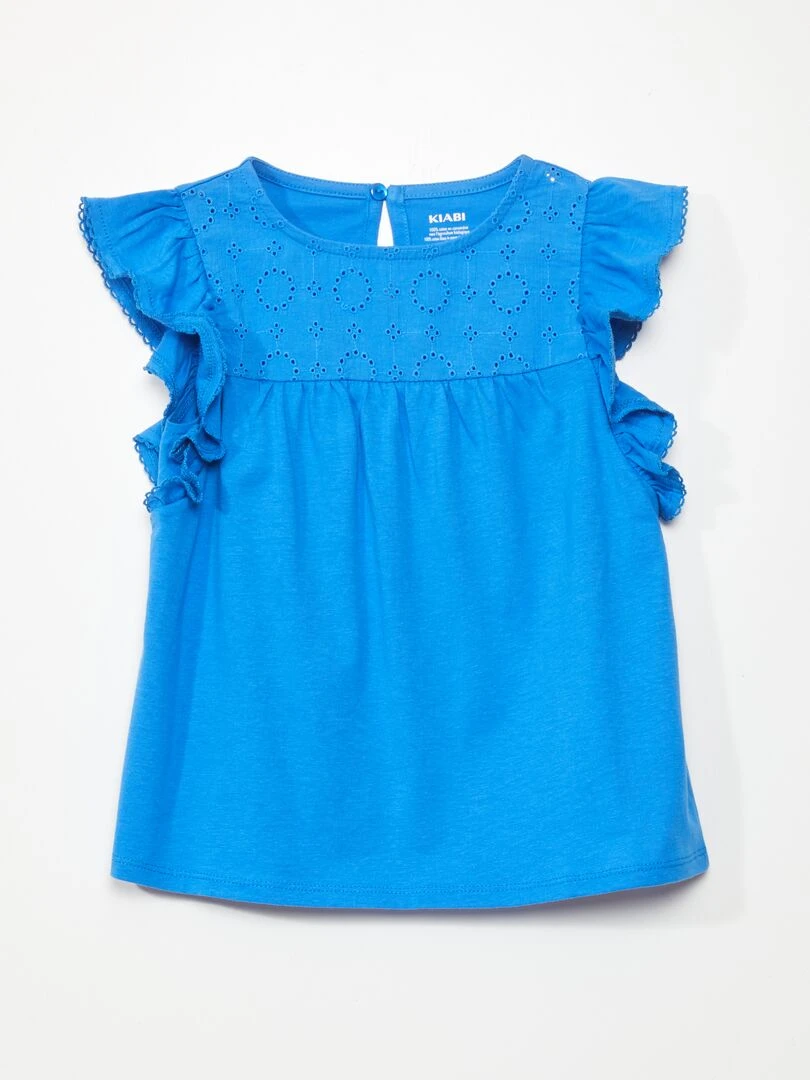 T shirt avec broderie Bleu