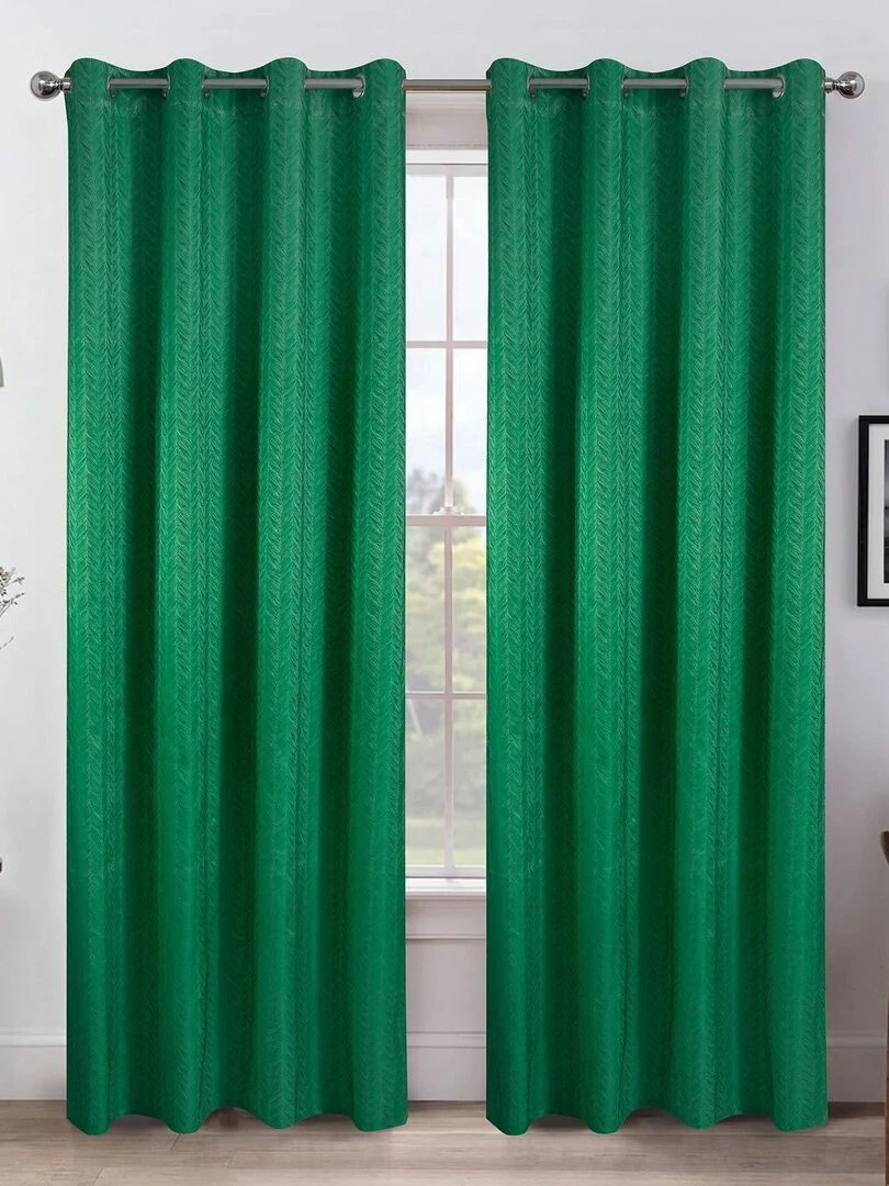 Paire de rideaux occultants motif liane Vert foncé