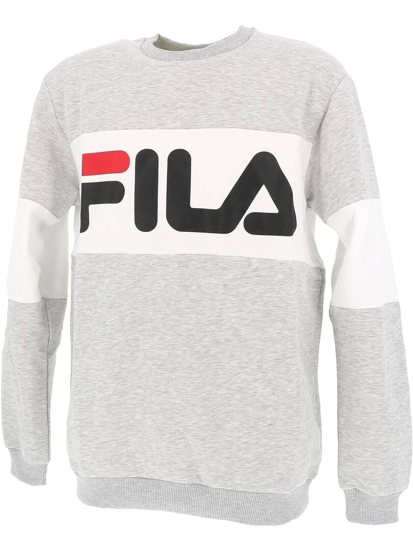 Sweat Fila Men Straight Blocked Crew Blanc