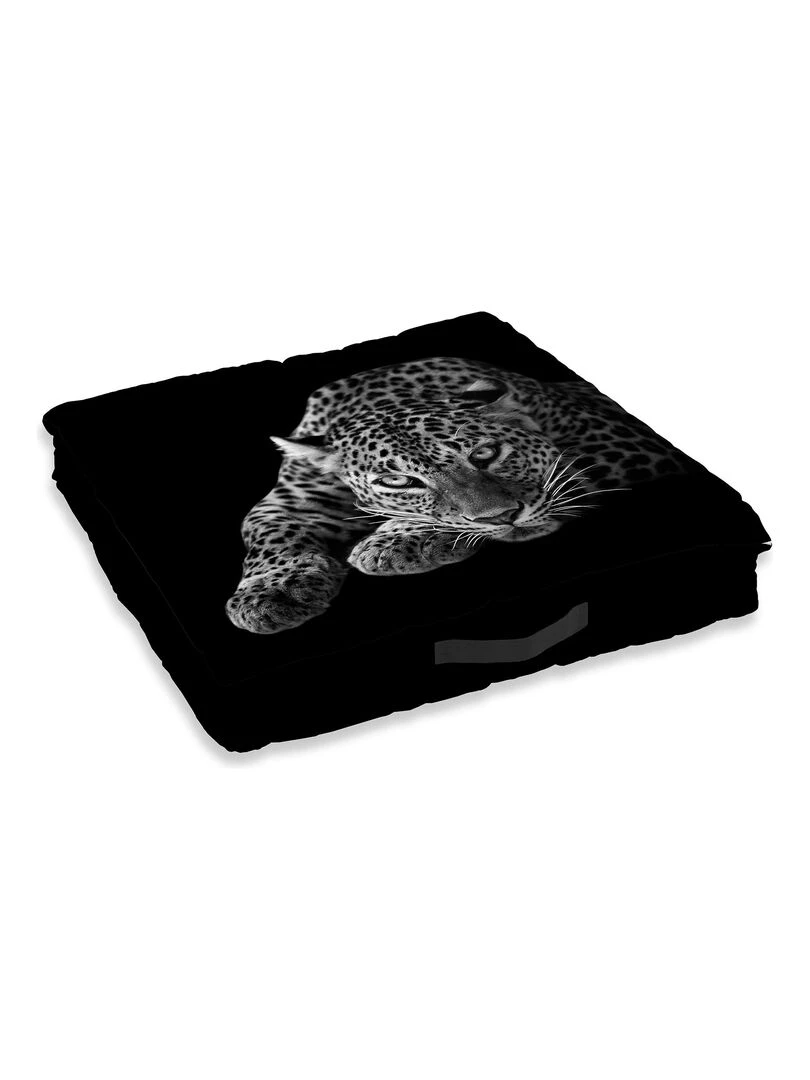 Coussin de sol coton 60 x 60 cm Kiva le jaguar Noir