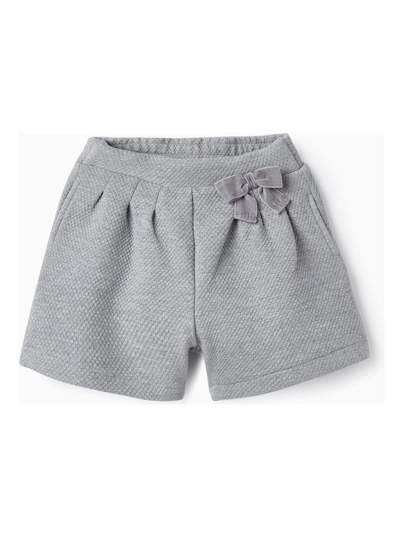 Short en maille avec nœud pour fille NOËL Gris