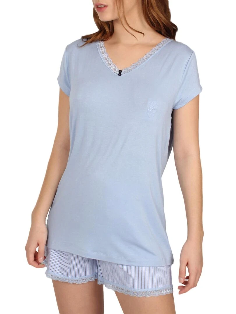 Pyjama short t shirt Fresh And Soft Bleu