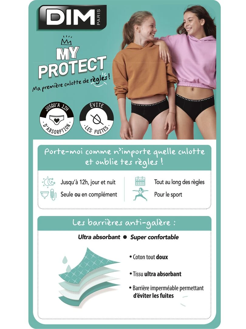 Culotte menstruelle 'DIM'   flux médium   noir