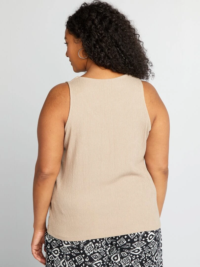 Débardeur large en maille gaufrée   Taupe