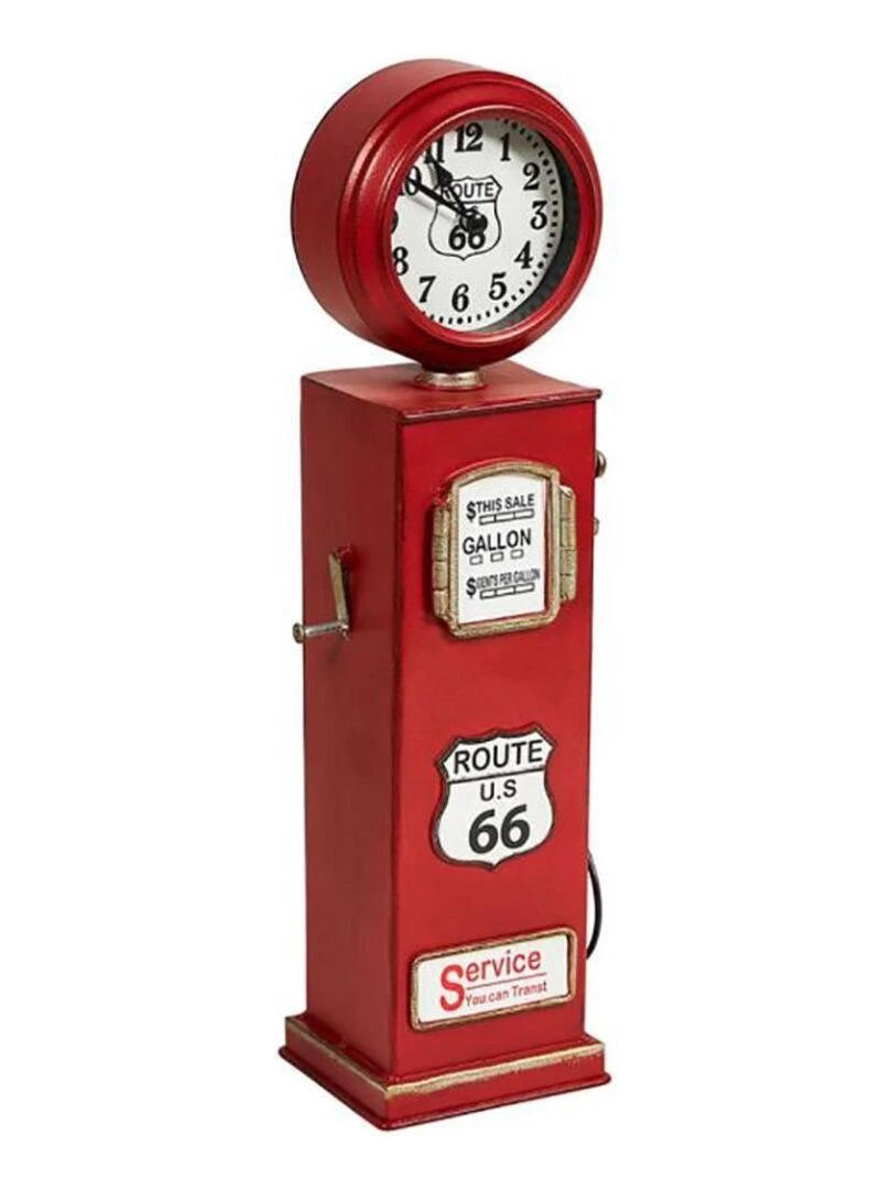 Horloge métal verre Route 66 Rouge