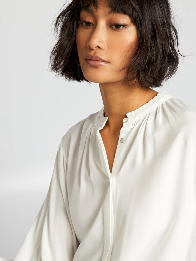 Chemisier à col mao   Blanc