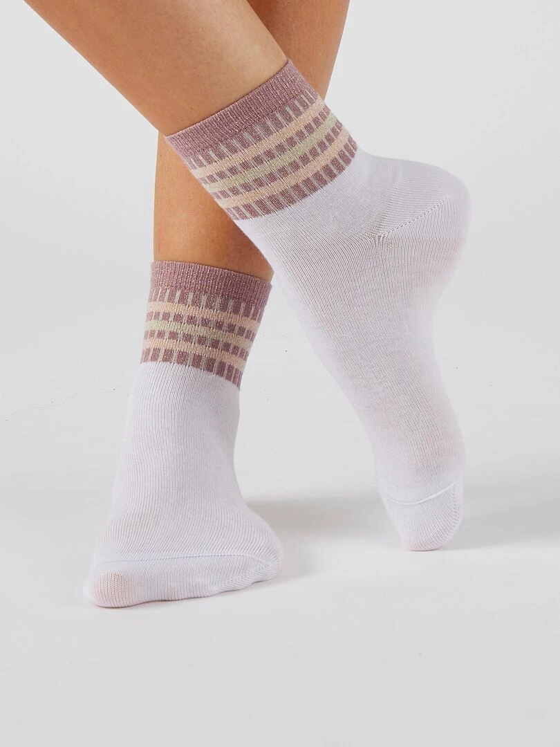 Lot de 2 paires de chaussettes rayées Climatyl   Damart   Blanc