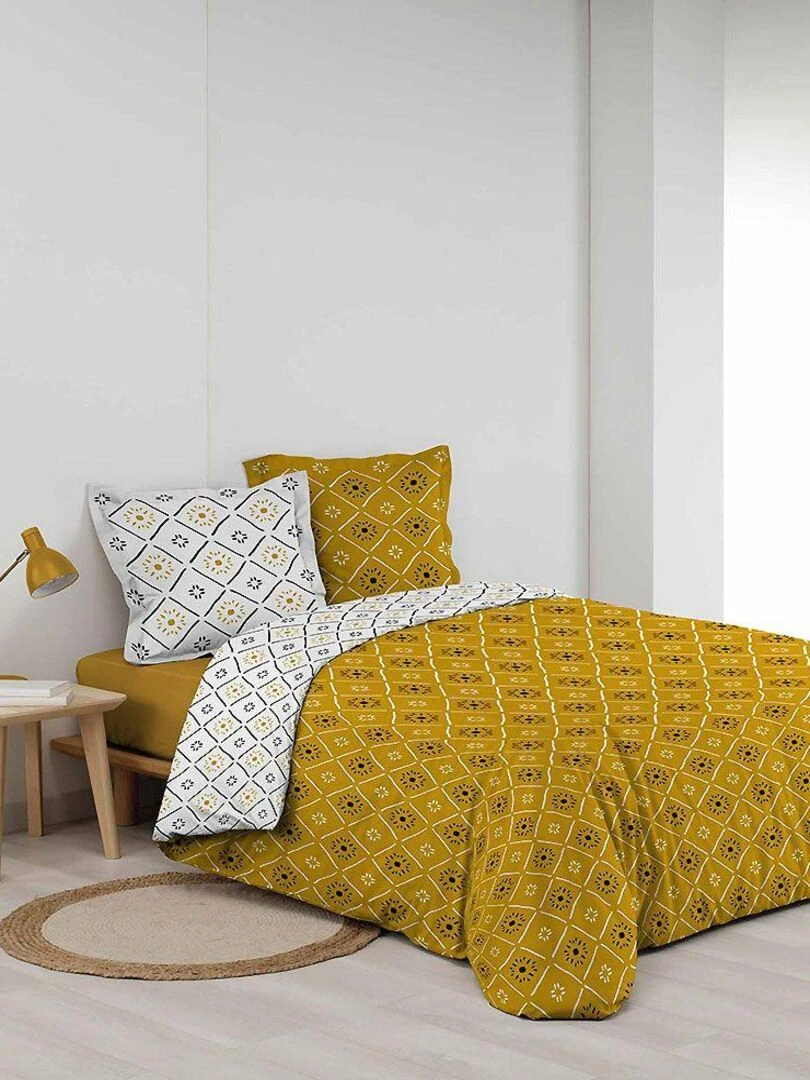 Housse de couette + 2 taies d'oreiller Tahina   Jaune