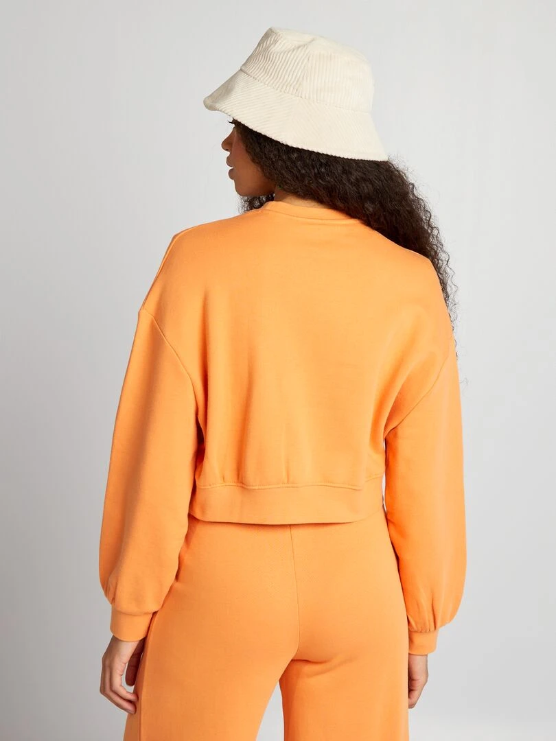 Sweat à détail col rond   Orange