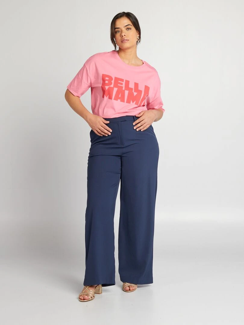 T shirt 'famille' manches courtes Rose