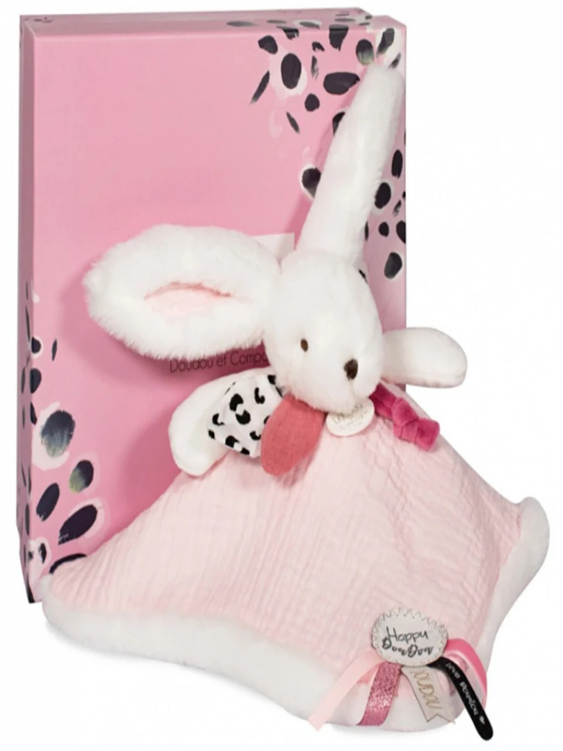 Doudou Plat Avec Coffret Lapin Rose Happy Blush N/A