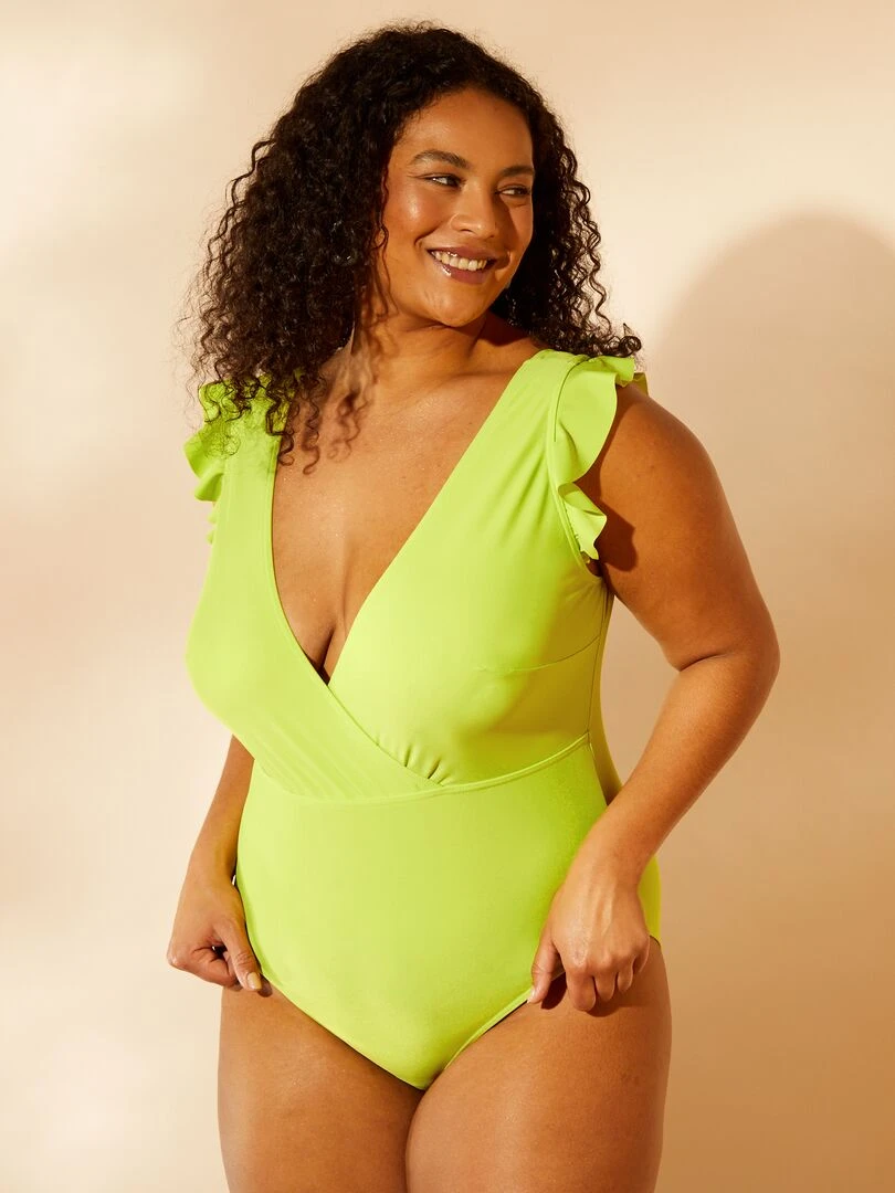 Maillot de bain à volants 1 pièce Jaune