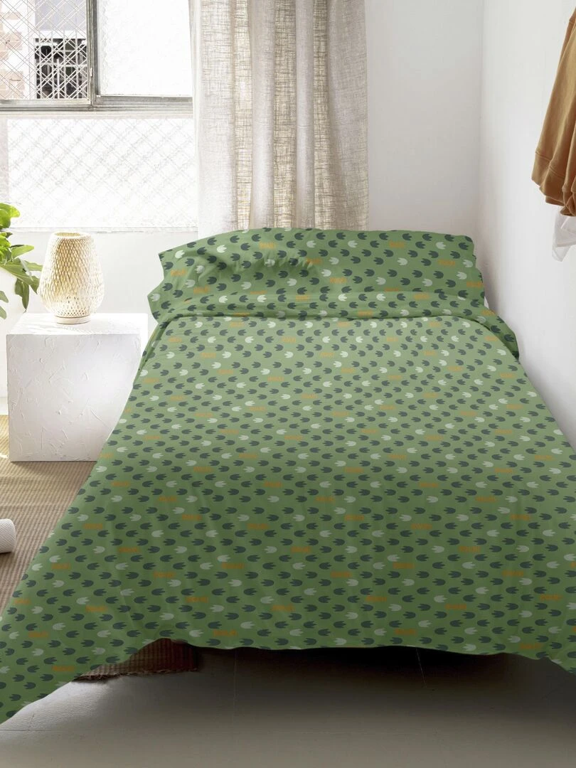 Parure housse de couette 2 pièces Happydino (D) "Happyfriday"   Blanc