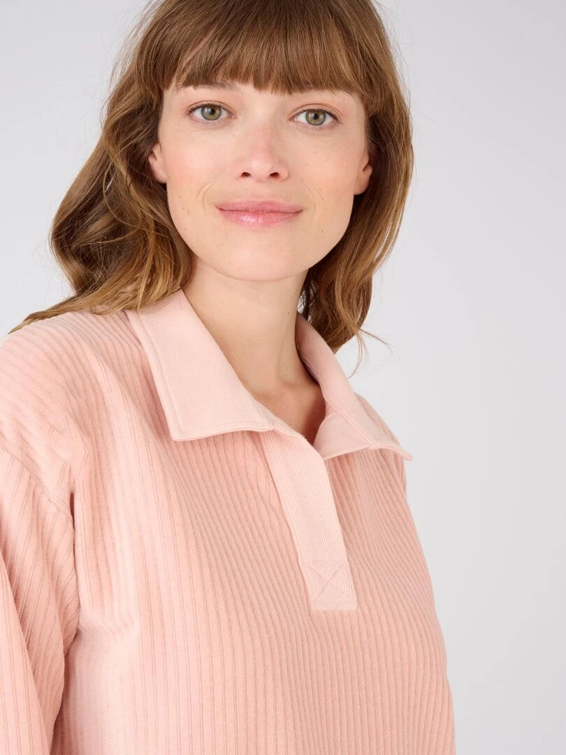 Chemise de nuit maille velours côtelé   Damart   Rose