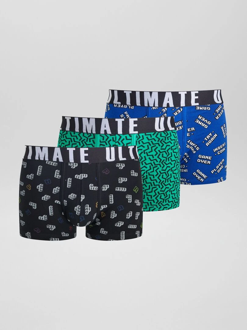 Lot de 3 boxers fantaisie Noir/vert