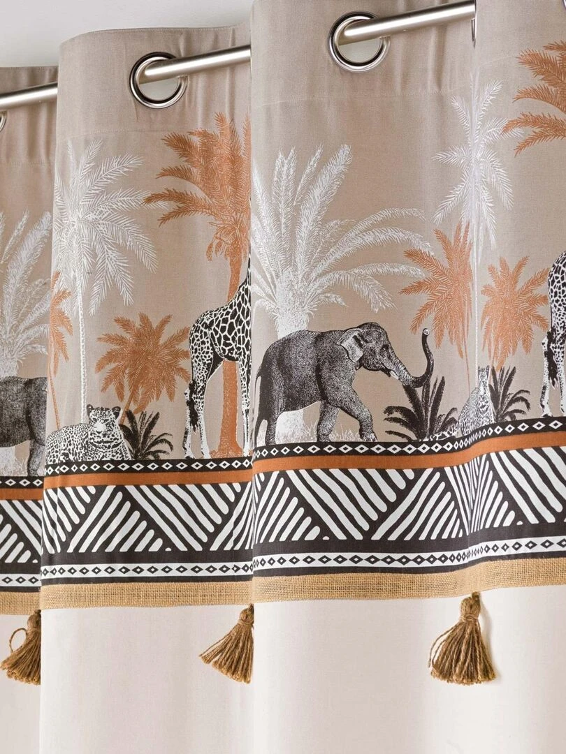 Rideau avec top esprit safari Taupe