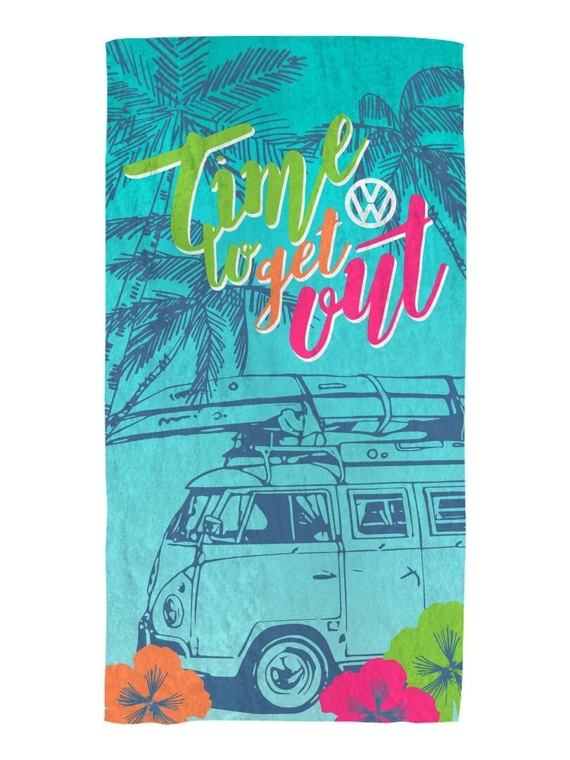 Drap de plage 100% coton VOLKSWAGEN SURF Bleu
